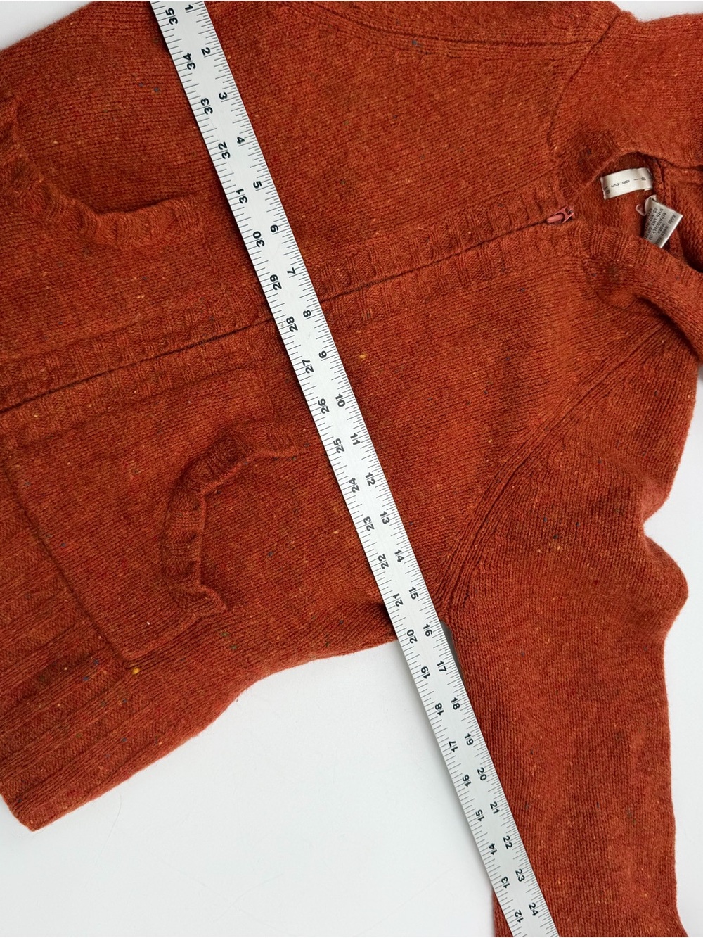 Twiggy 100% Lambswool Hooded Zip Cardigan Forest Fairy Cottagecore Rust Size L - Picture 8 of 8